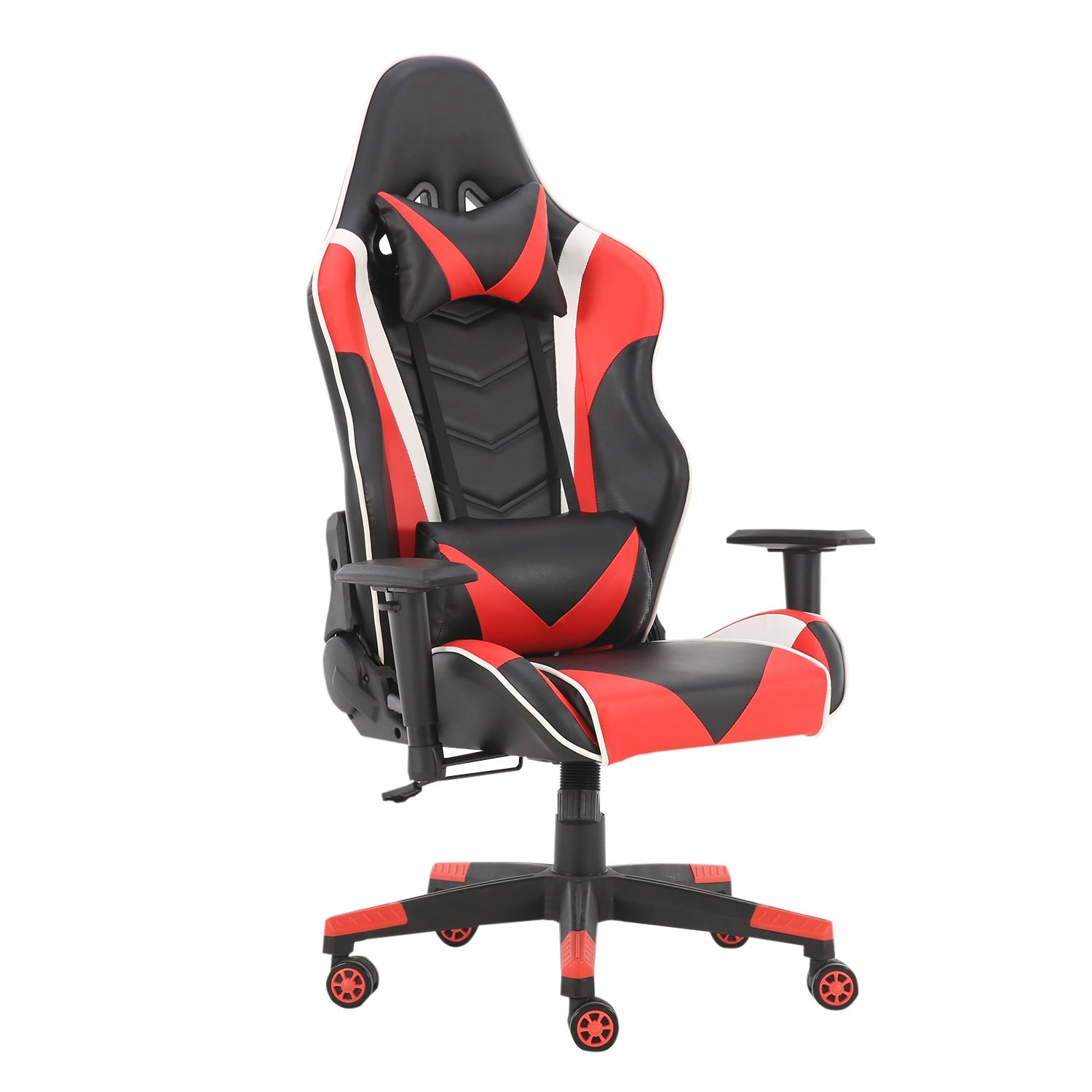 SUGIFT  Game Chair, PU Office Swivel Chair, with Headrest and Lumbar Pillow, Red