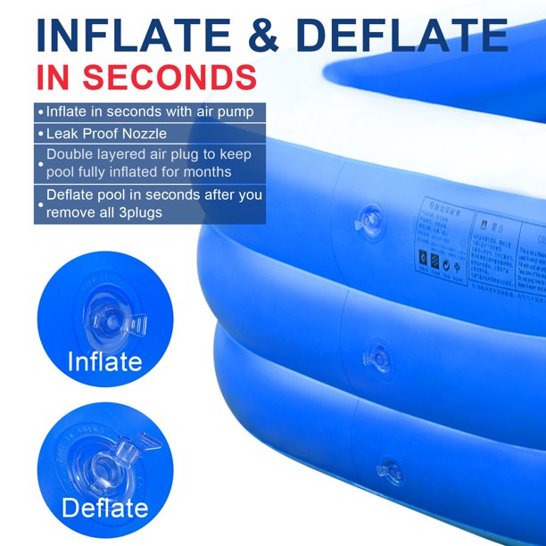 SUGIFT  Inflatable Swimming Pool Three-layer Printing, Family Above Ground PVC Outdoor Toy Pool for Kids, Babies, Adults, 82.6inW*55inD*25.5inH