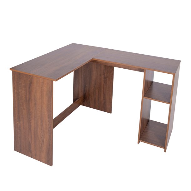 SUGIFT  Corner Computer Desk L Shape Desk Home Office Corner Desk L Computer Desk Workstation with 2 Storage Shelves and Hutches