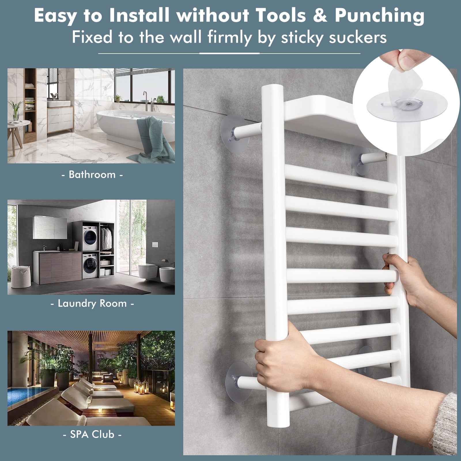 Premium Aluminum Alloy Electric Towel Warmer with 8 Bars and Top Tray