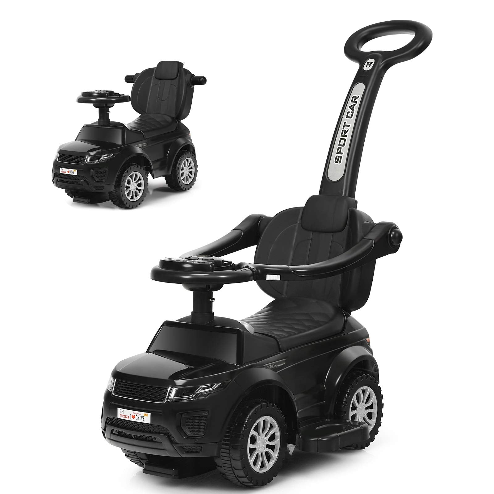 SUGIFT 3 In 1 Ride on Push Car Toddler Stroller Sliding Car with Music