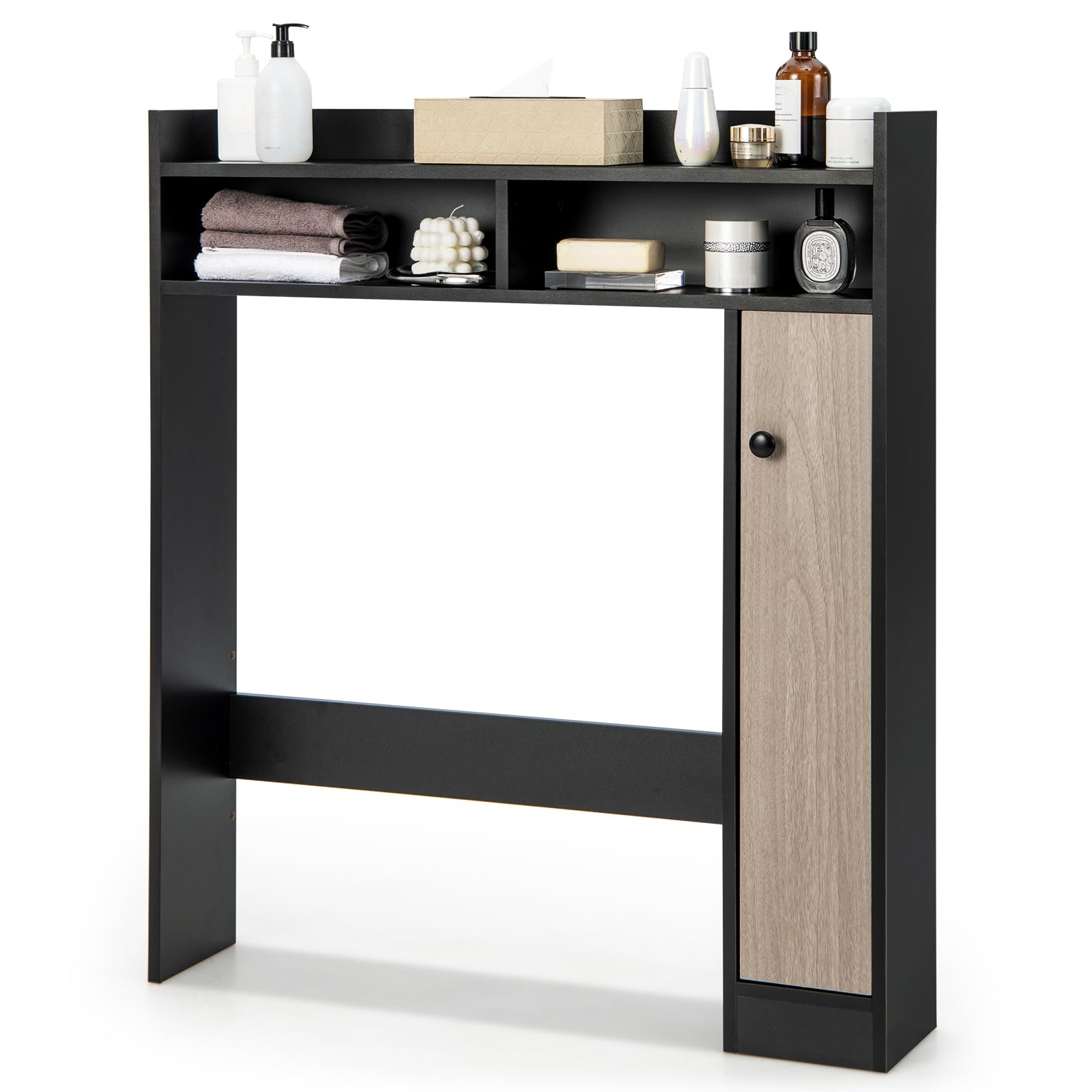 SUGIFT Bathroom Over the Toilet Floor Storage Organizer with Adjustable Shelves - Black