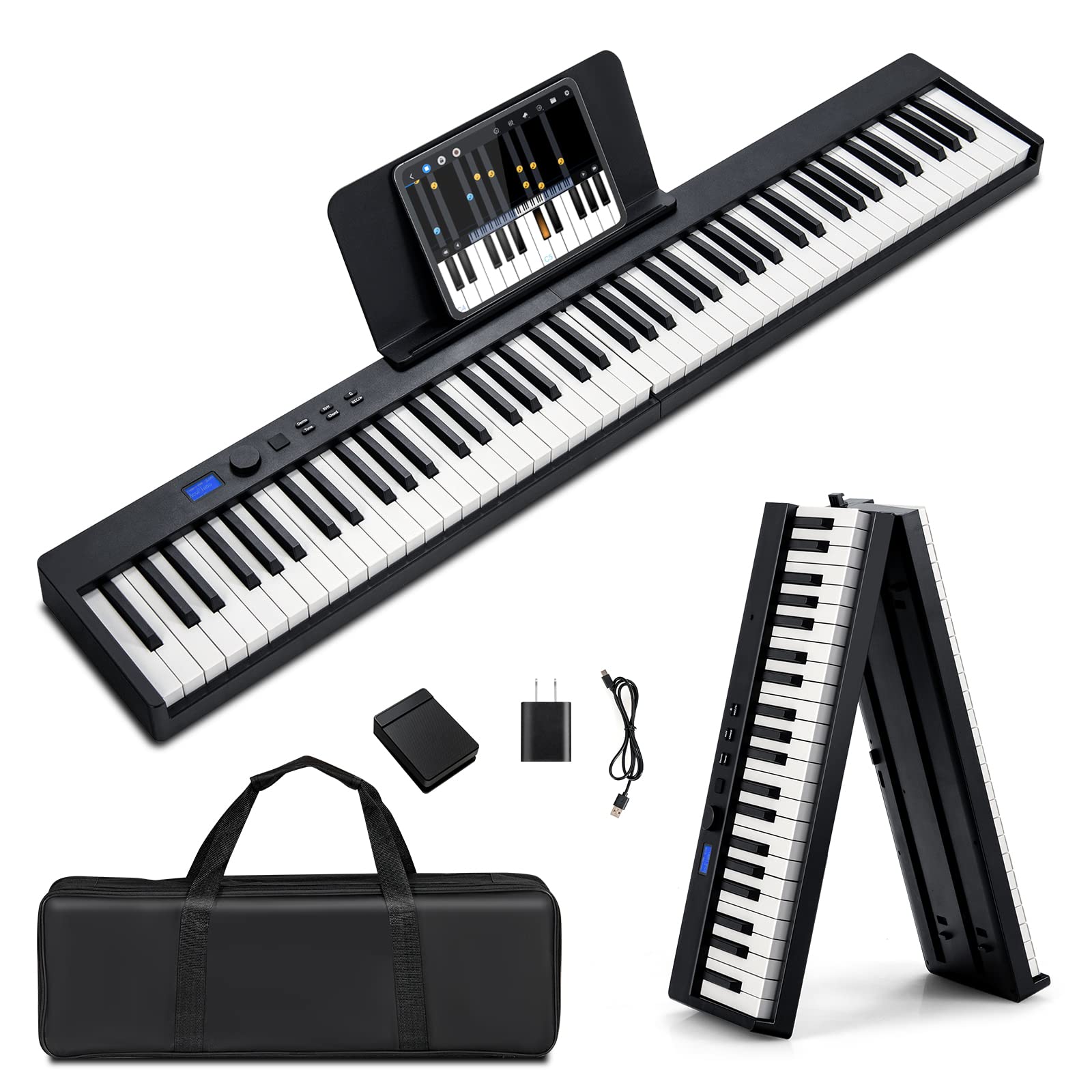 SUGIFT 88-Key Foldable Digital Piano with MIDI and Wireless BT