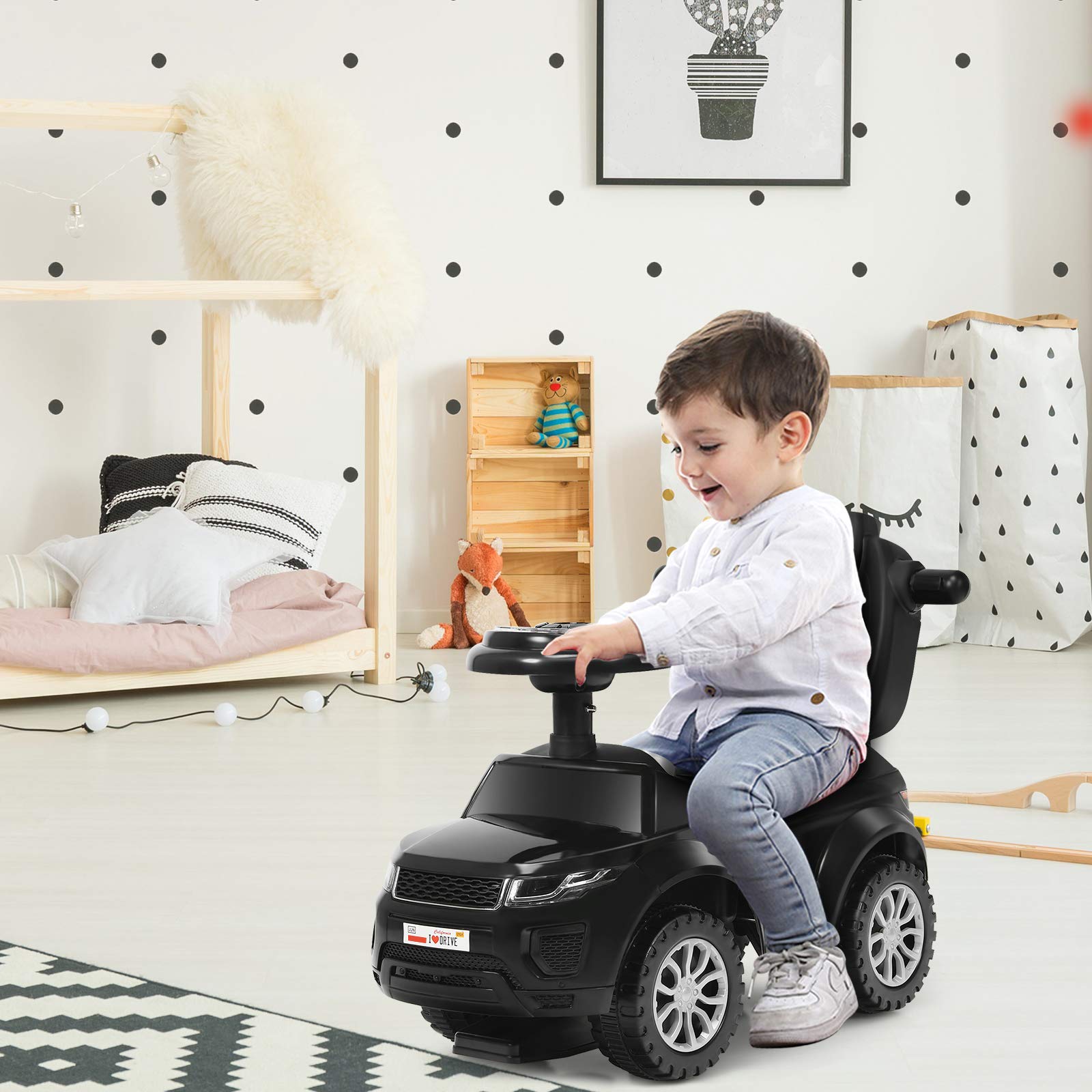 SUGIFT 3 In 1 Ride on Push Car Toddler Stroller Sliding Car with Music