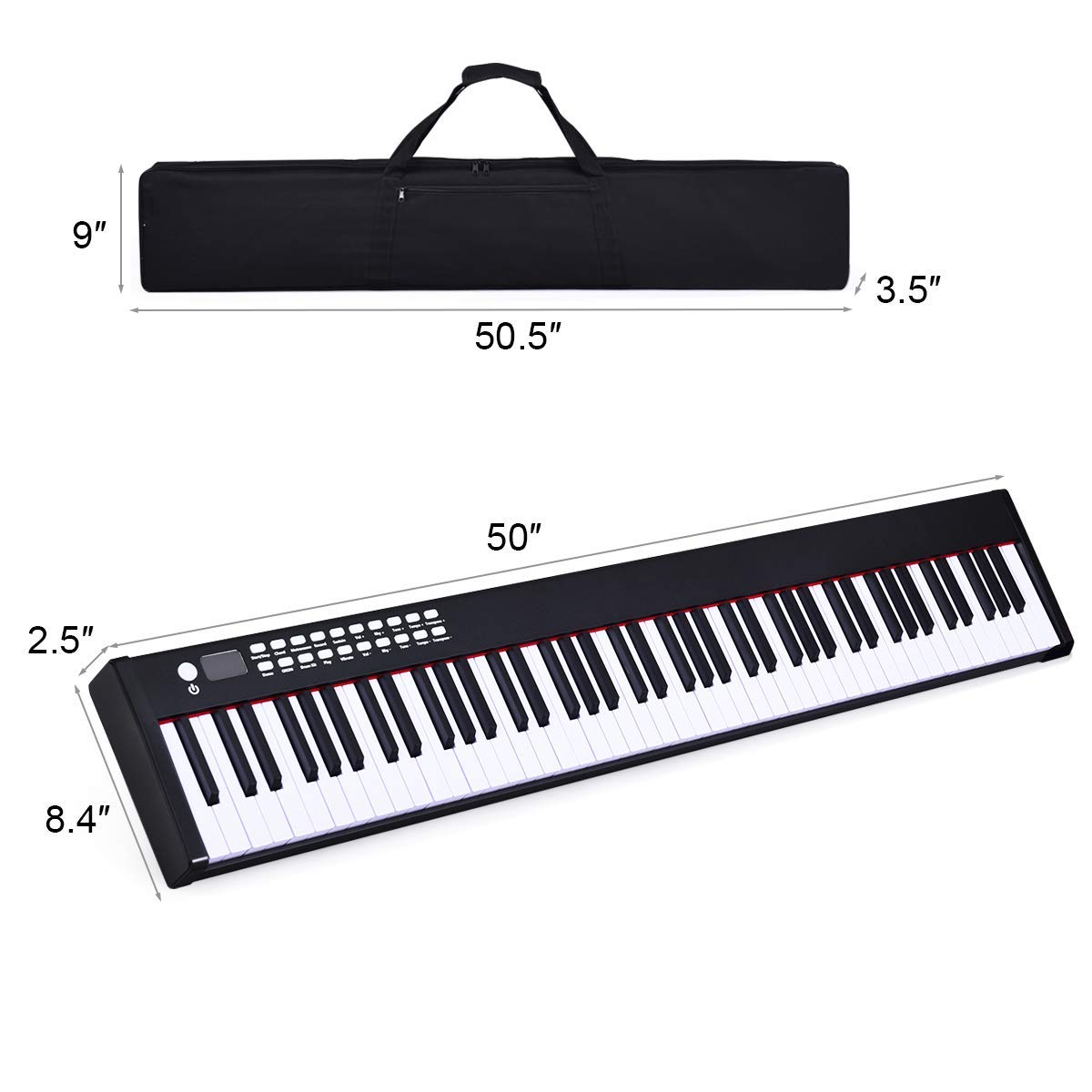 88-Key Portable Full-Size Semi-weighted Digital Piano Keyboard