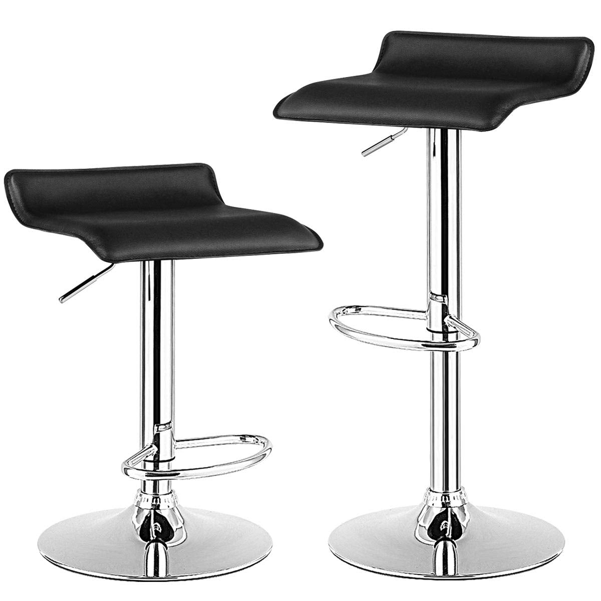SUGIFT Set of 2 Modern Design Adjustable PU Leather Backless Bar Stools