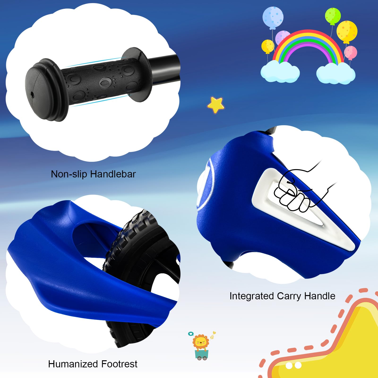 SUGIFT Kids Balance Bike with Rotatable Handlebar and Adjustable Seat Height