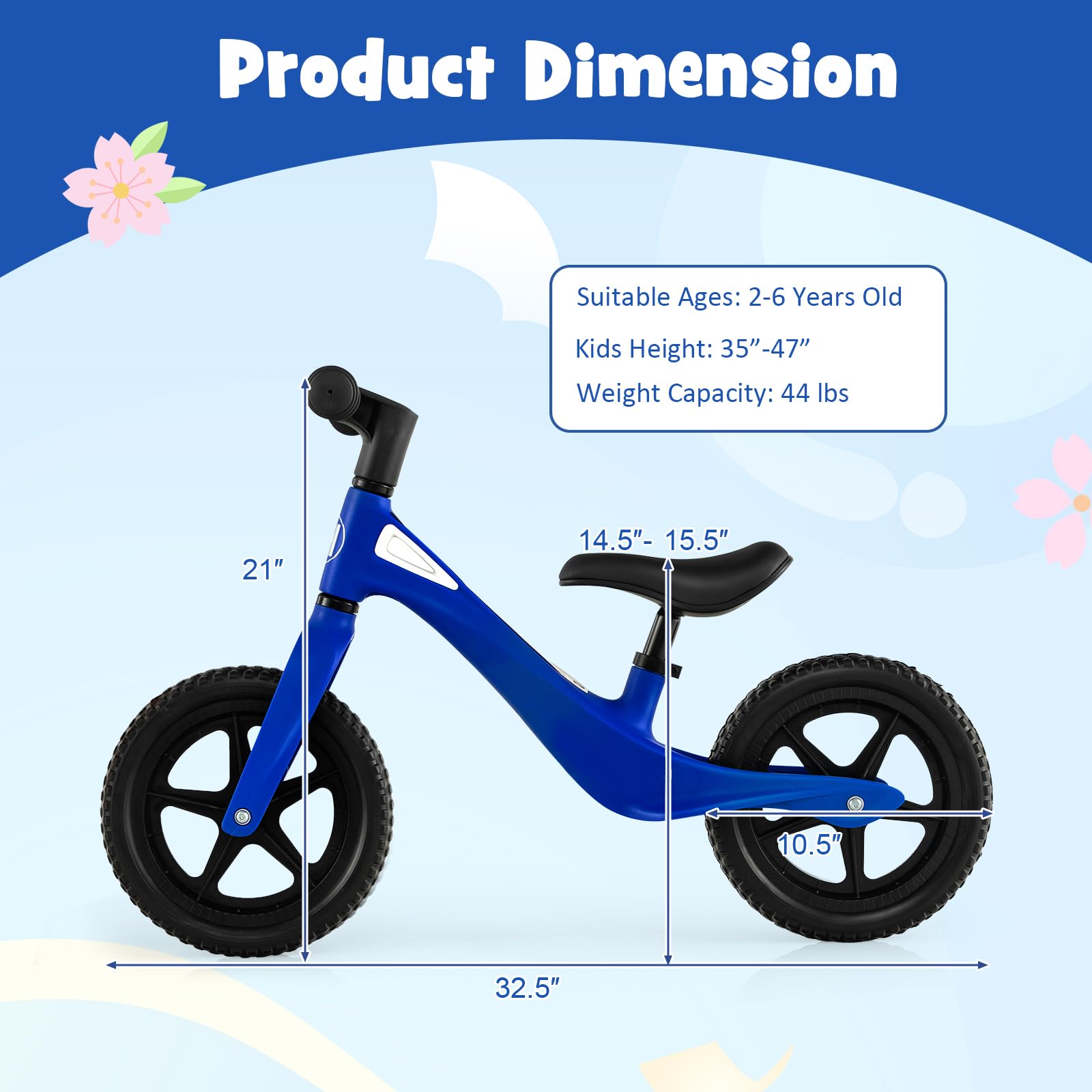 SUGIFT Kids Balance Bike with Rotatable Handlebar and Adjustable Seat Height