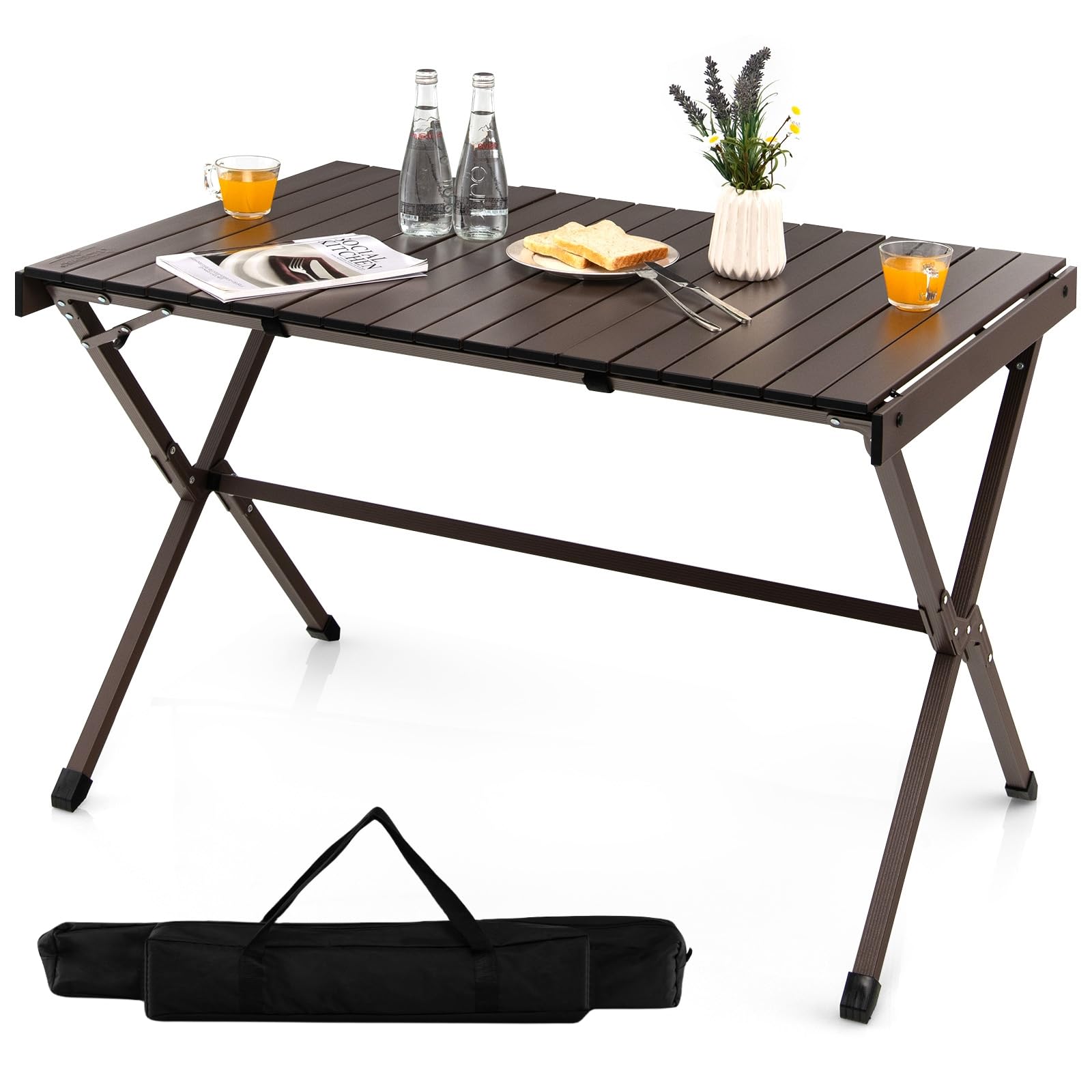 4-6 Person Portable Aluminum Camping Table with Carrying Bag