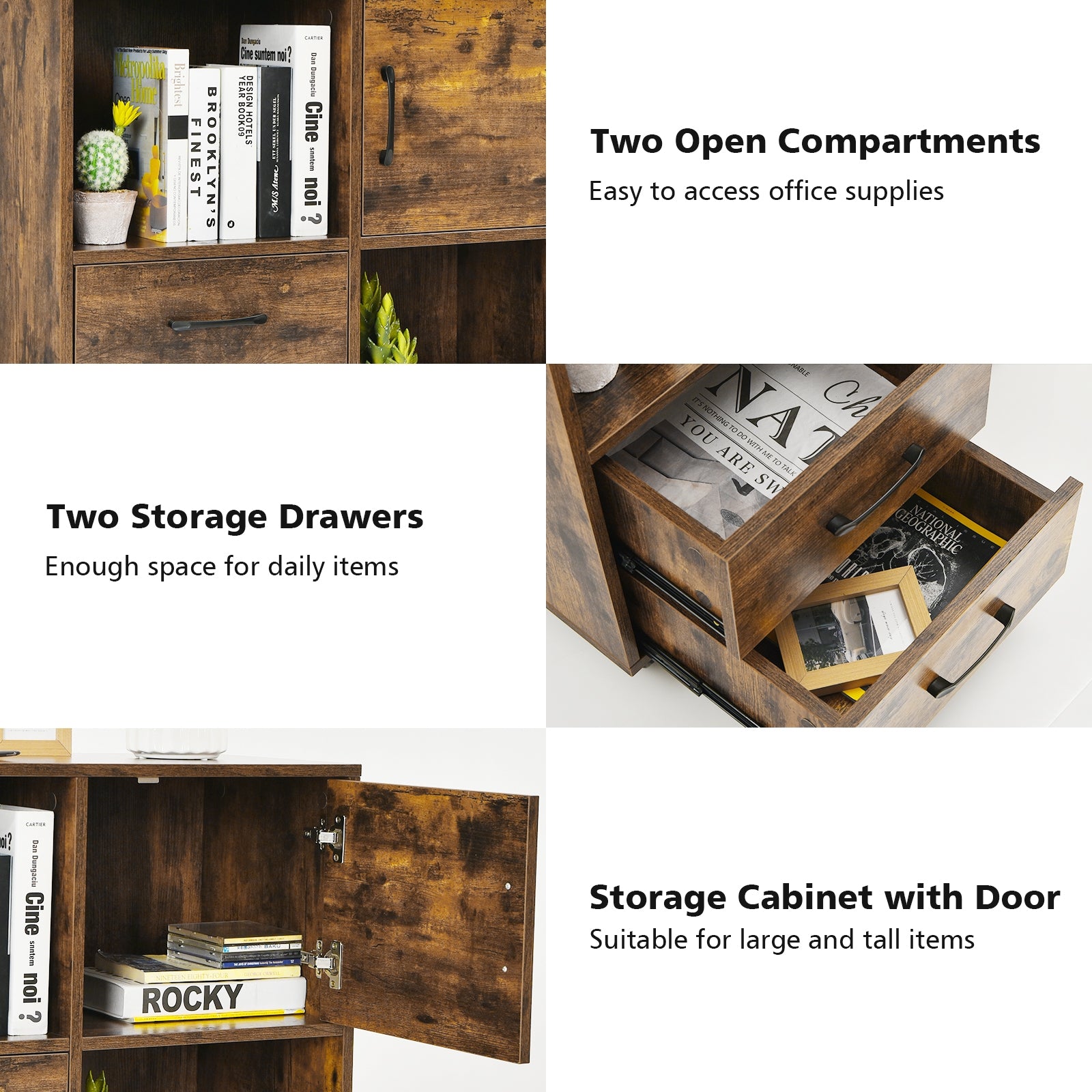 SUGIFT Mobile File Cabinet with Lateral Printer Stand and Storage Shelves