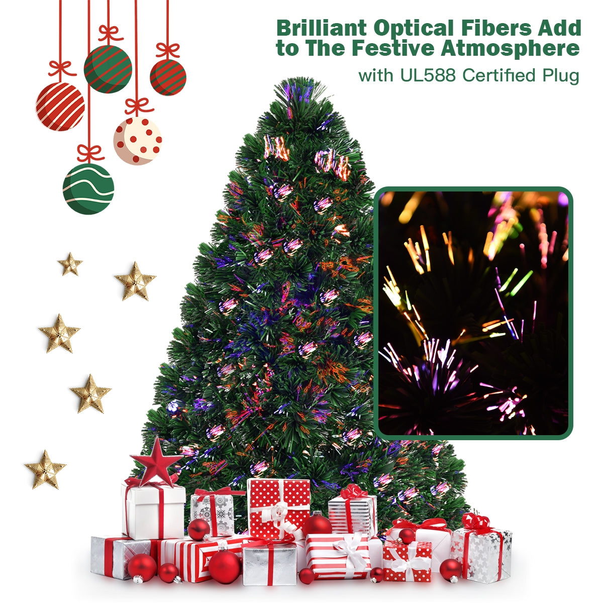 4 Feet Artificial Pre-Lit Fiber Optic PVC Christmas Tree