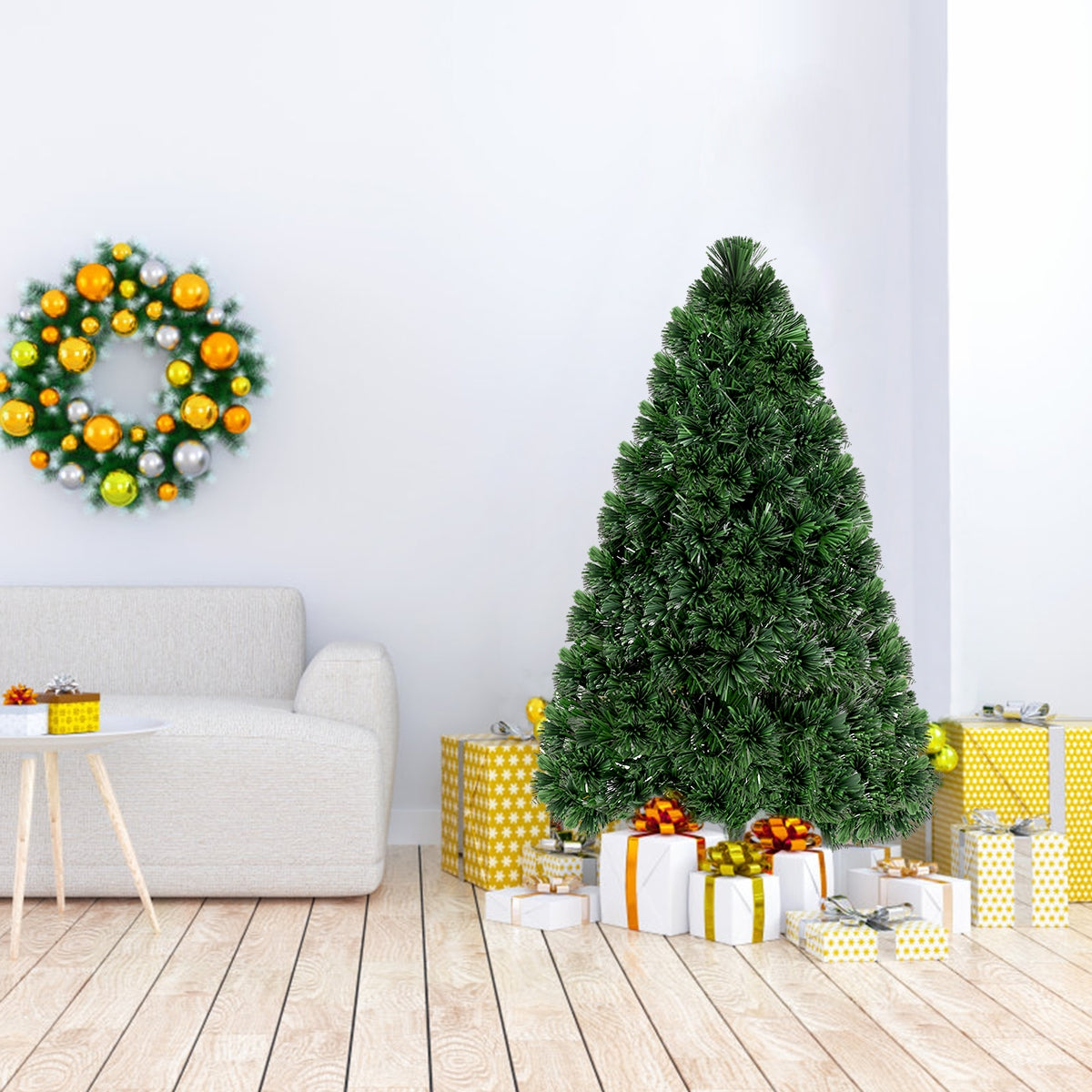 4 Feet Artificial Pre-Lit Fiber Optic PVC Christmas Tree
