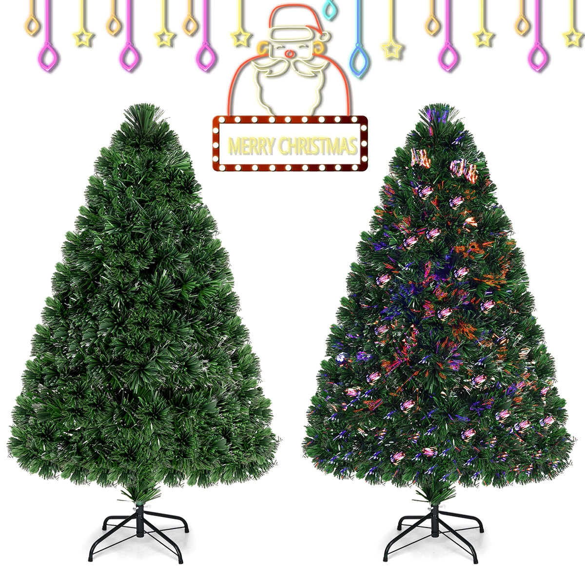 4 Feet Artificial Pre-Lit Fiber Optic PVC Christmas Tree