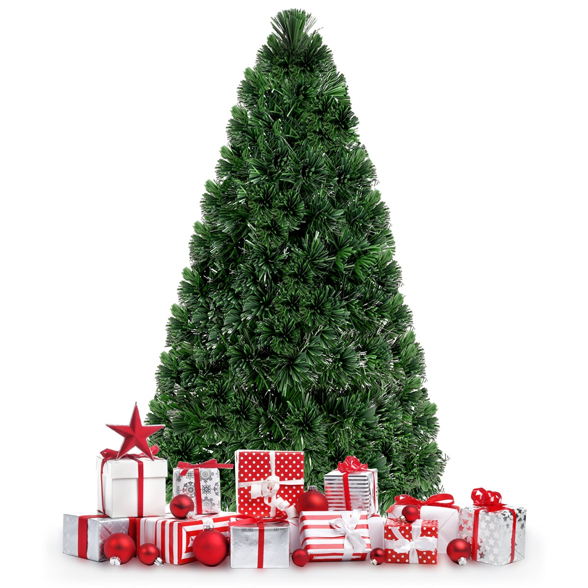 6 Feet Artificial Pre-Lit Fiber Optic PVC Christmas Tree