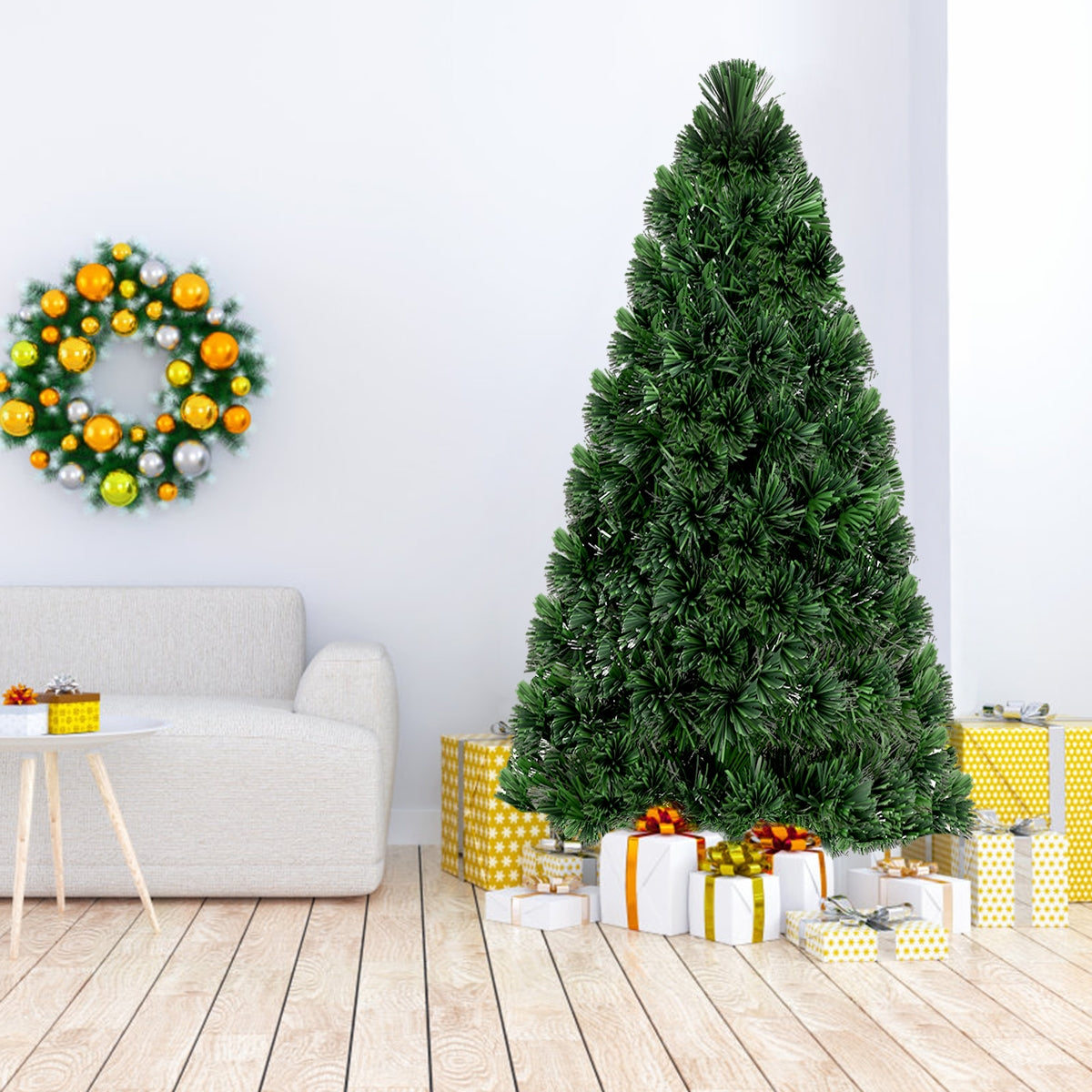 6 Feet Artificial Pre-Lit Fiber Optic PVC Christmas Tree