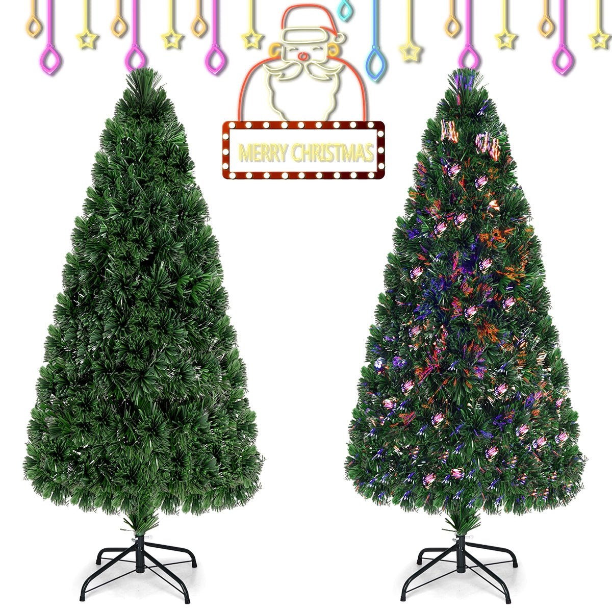 6 Feet Artificial Pre-Lit Fiber Optic PVC Christmas Tree