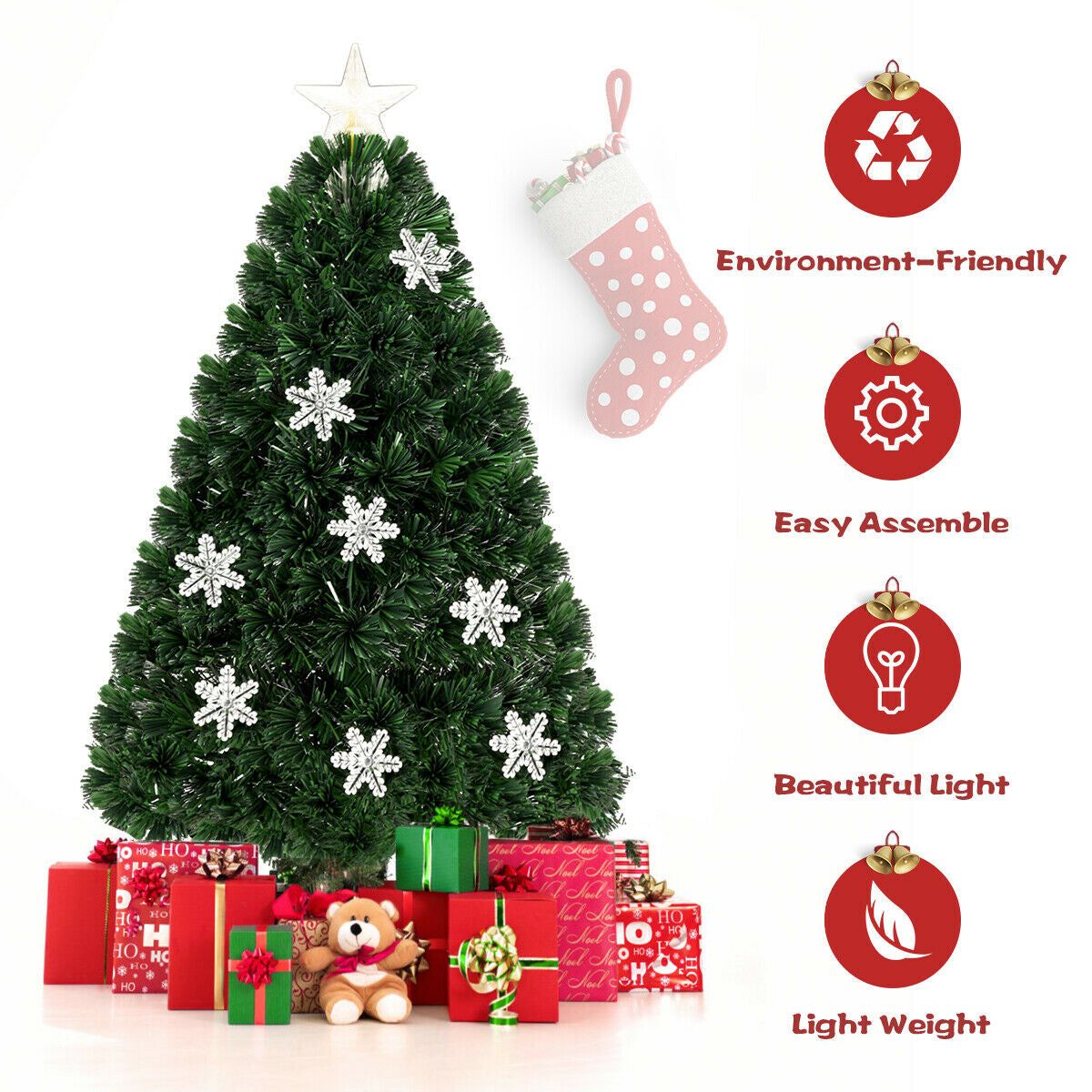 3 Feet LED Optic Artificial Christmas Tree with Snowflakes