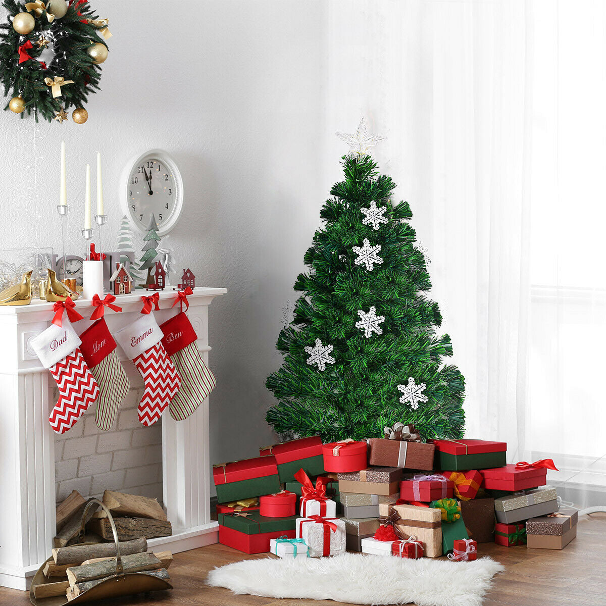 3 Feet LED Optic Artificial Christmas Tree with Snowflakes