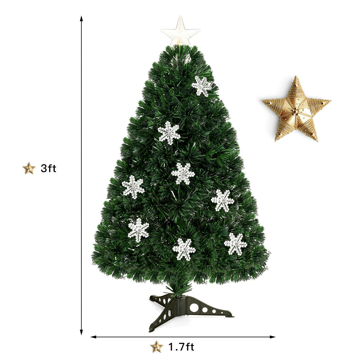 3 Feet LED Optic Artificial Christmas Tree with Snowflakes