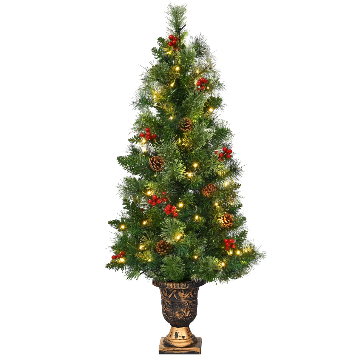 3 Feet LED Christmas Tree with Red Berries Pine Cones