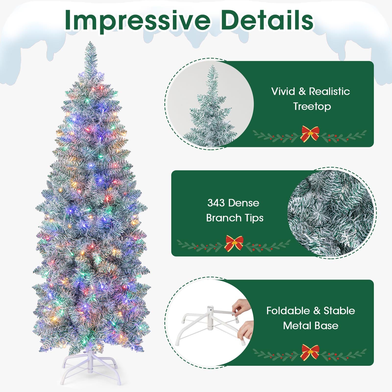 6 FT Pre-lit Artificial Christmas Tree with Multi-color LED Lights