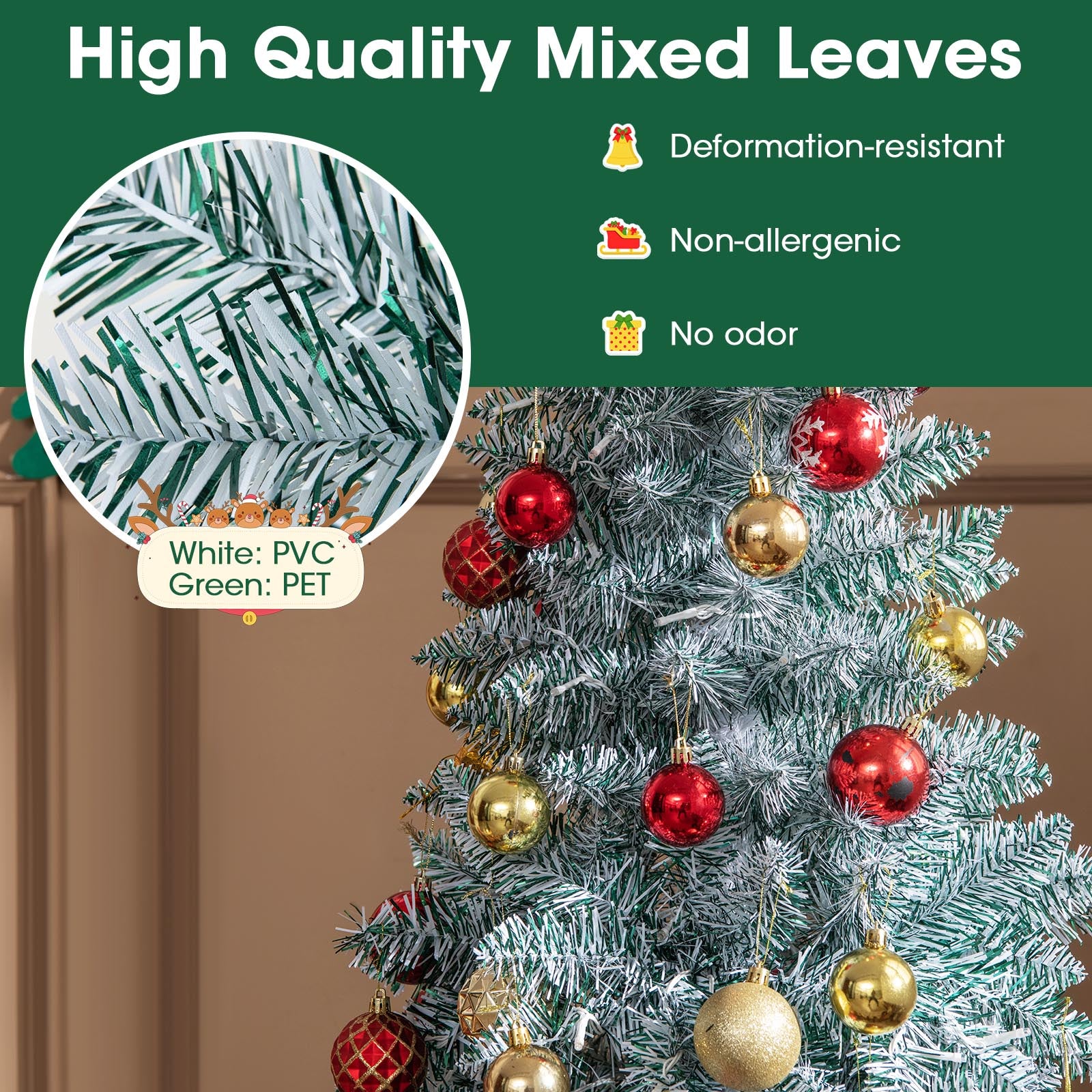 6 FT Pre-lit Artificial Christmas Tree with Multi-color LED Lights