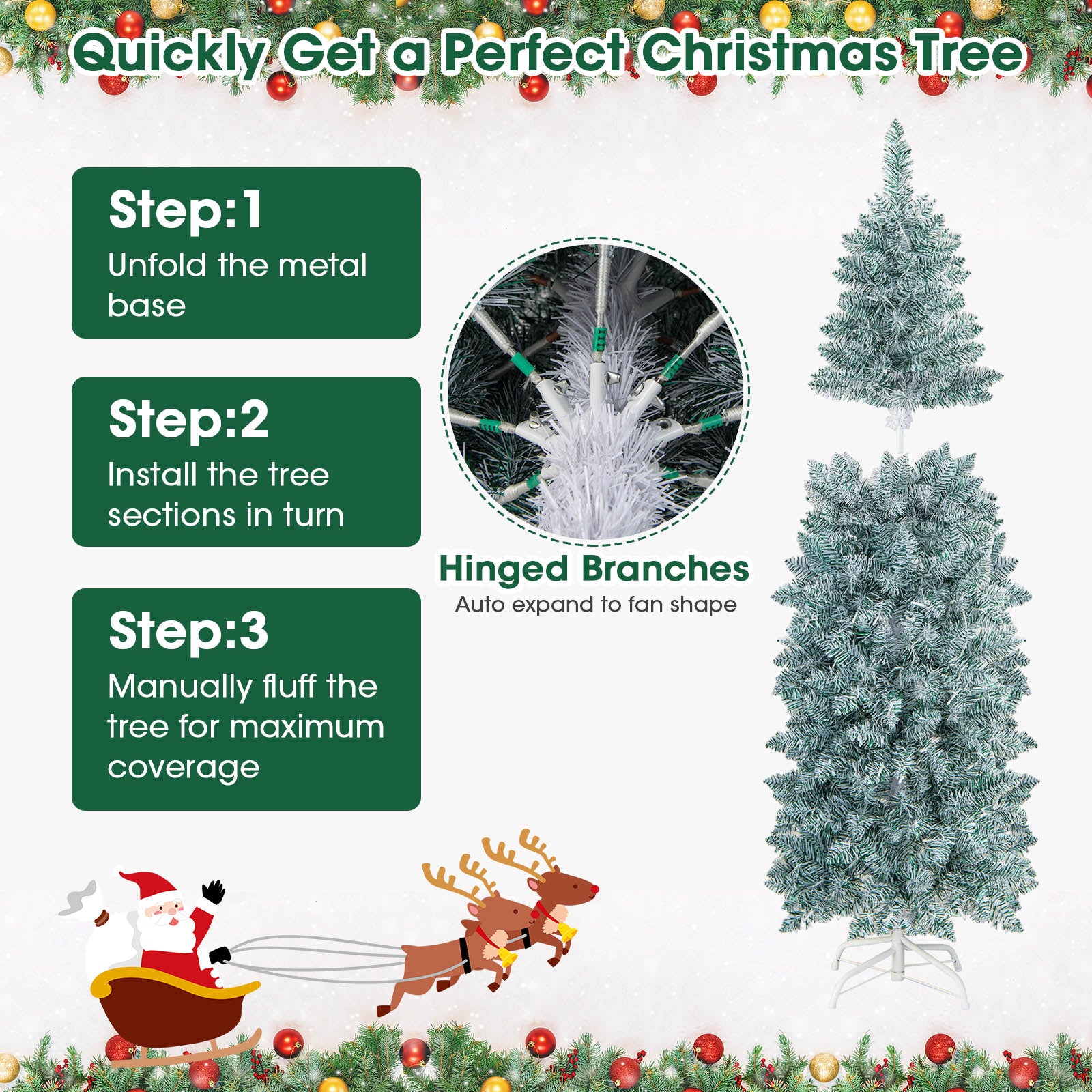 6 FT Pre-lit Artificial Christmas Tree with Multi-color LED Lights