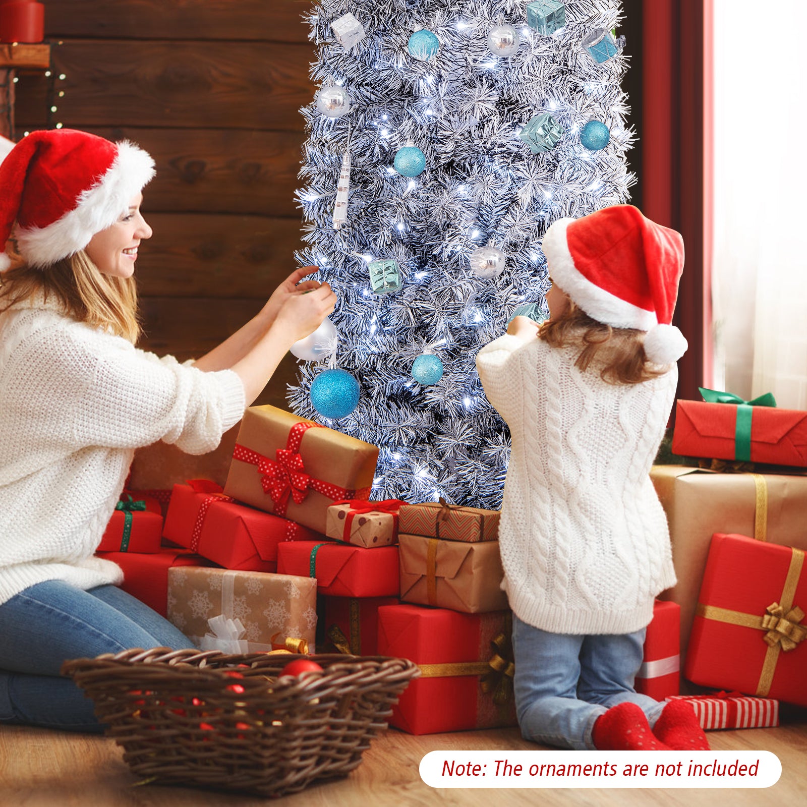 5 FT Pre-lit Artificial Christmas Tree with Branch Tips LED Lights Metal Stand