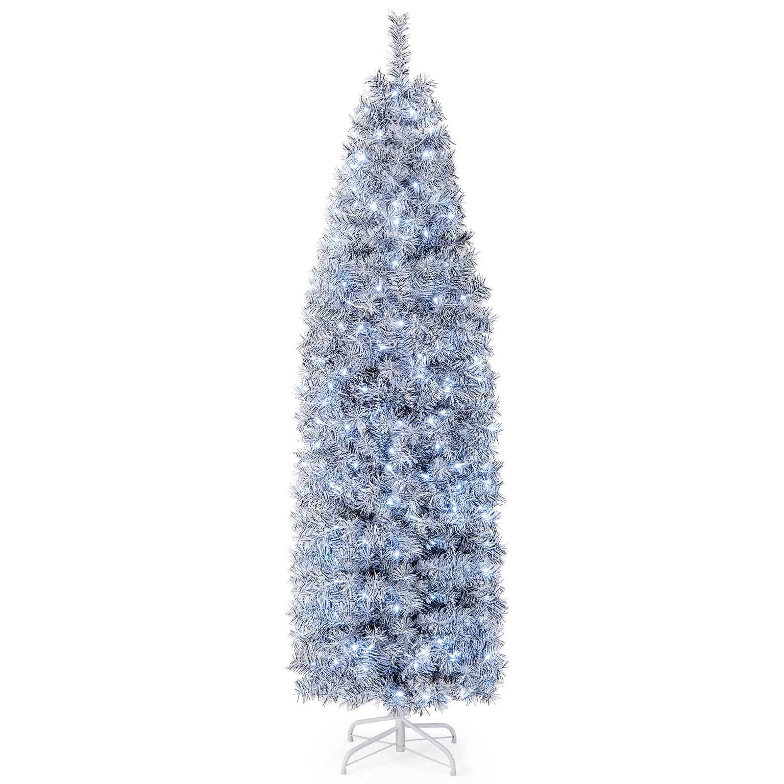 5 FT Pre-lit Artificial Christmas Tree with Branch Tips LED Lights Metal Stand