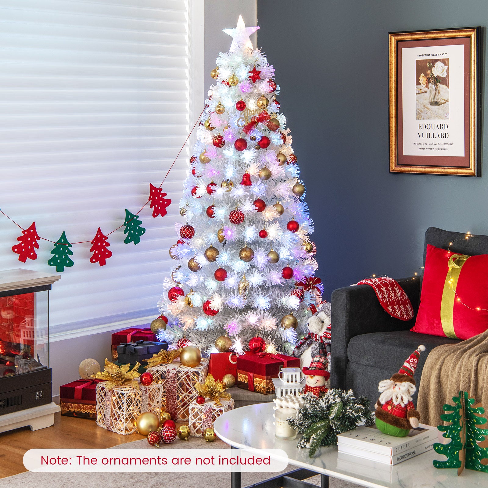 7 FT Pre-Lit Artificial Christmas Tree with Cool-White LED Lights Black and White