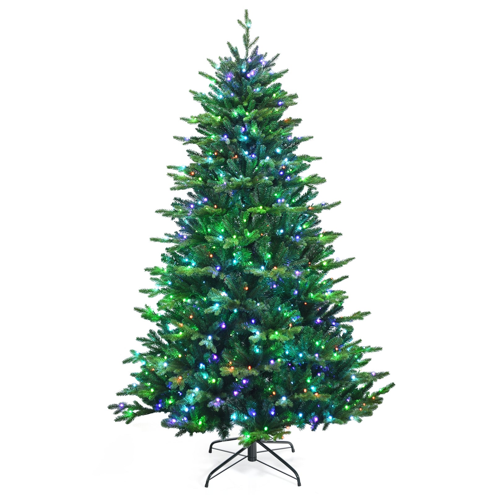 7 ft Pre-lit Artificial Hinged Christmas Tree with APP Controlled LED Lights