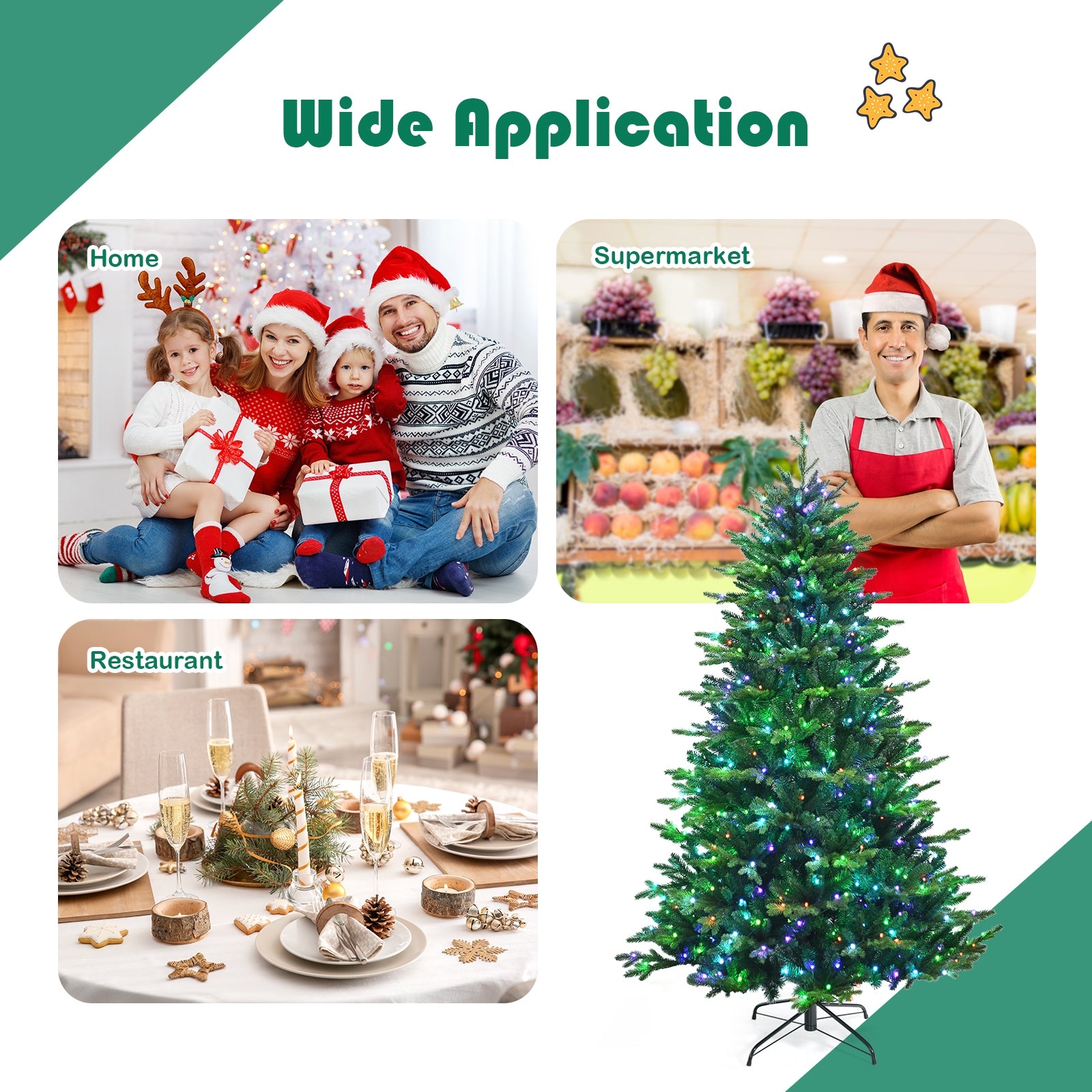 8 ft Pre-lit Artificial Hinged Christmas Tree with APP Controlled LED Lights
