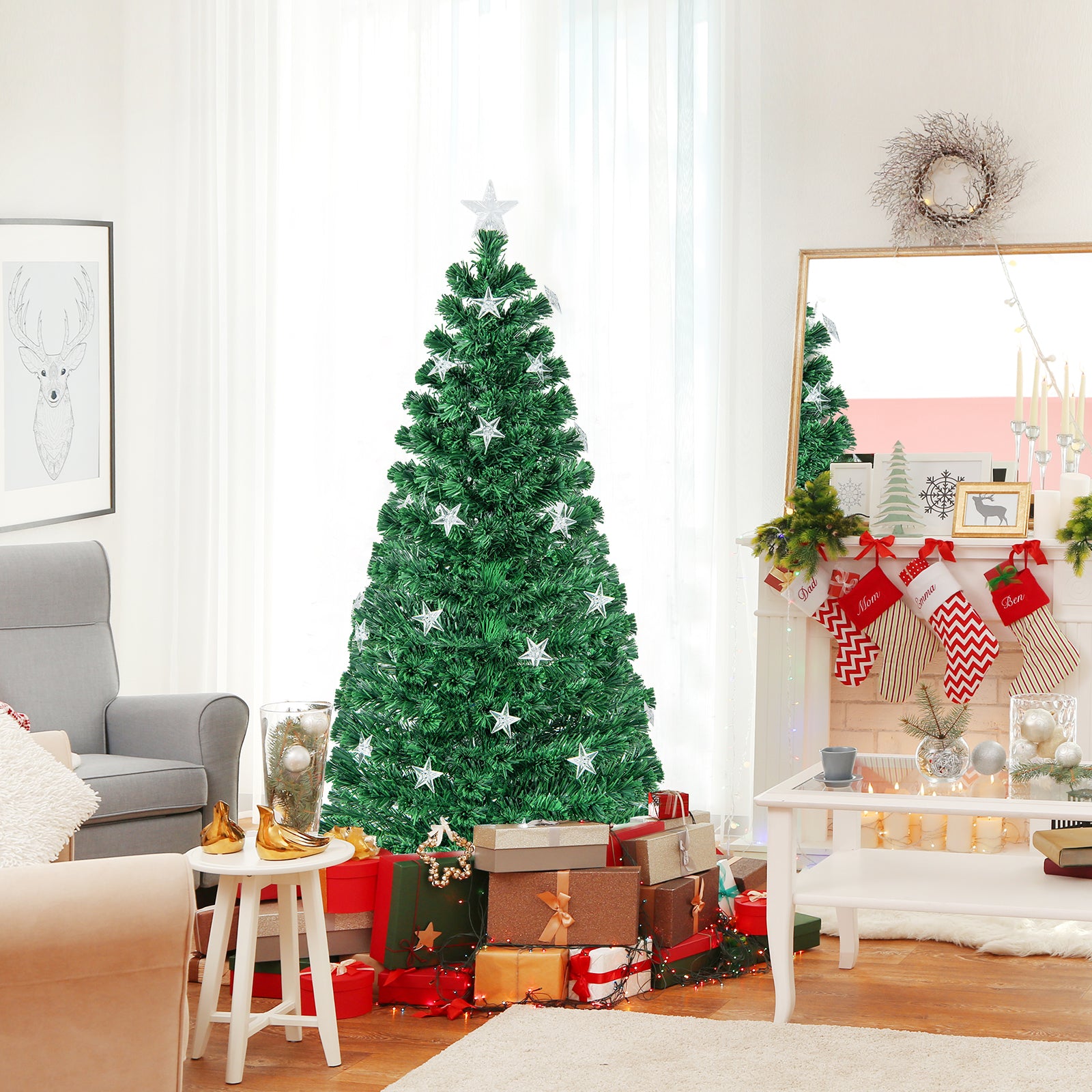 5 FT Prelit Fiber Optic Christmas Tree with Warm White Lights