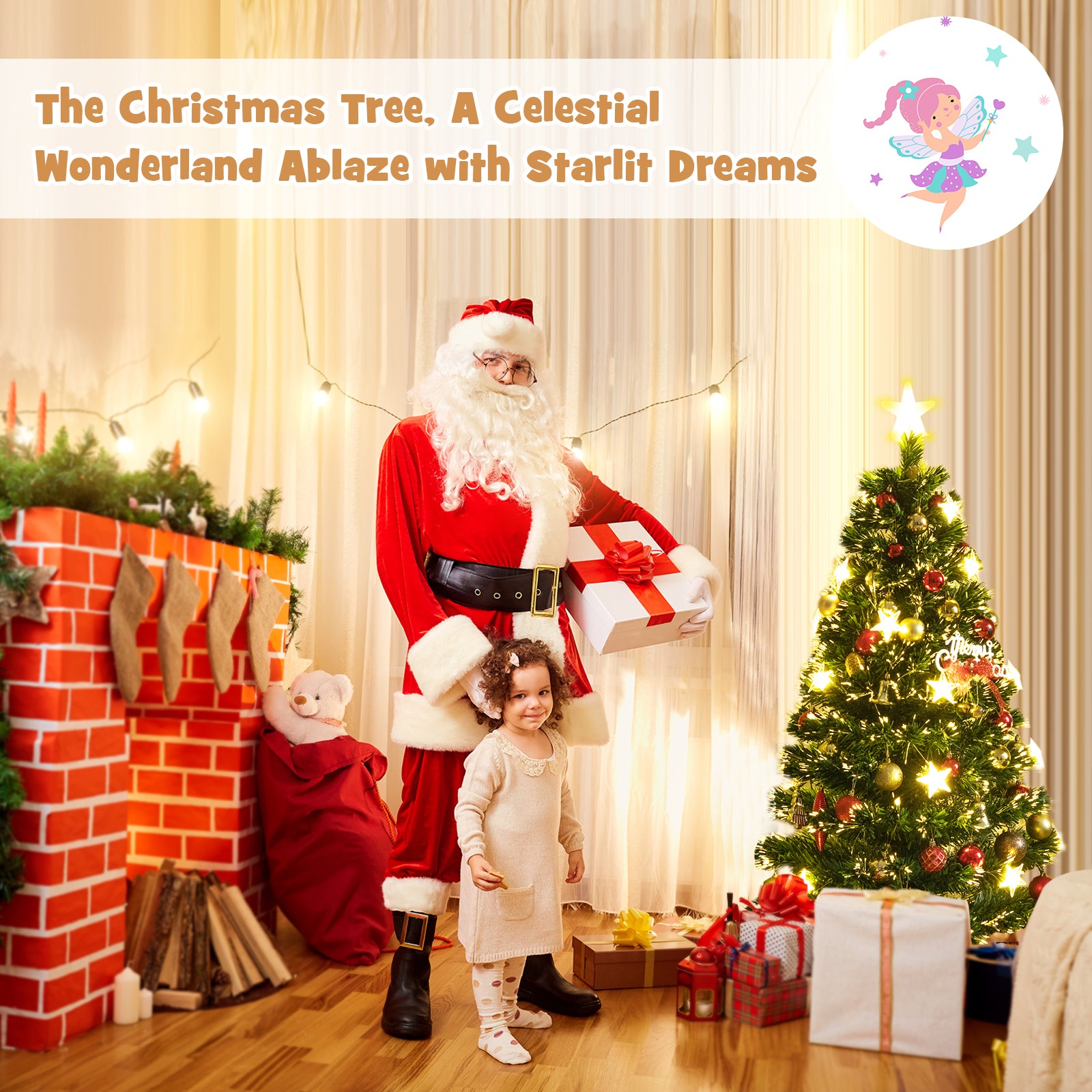 5 FT Prelit Fiber Optic Christmas Tree with Warm White Lights