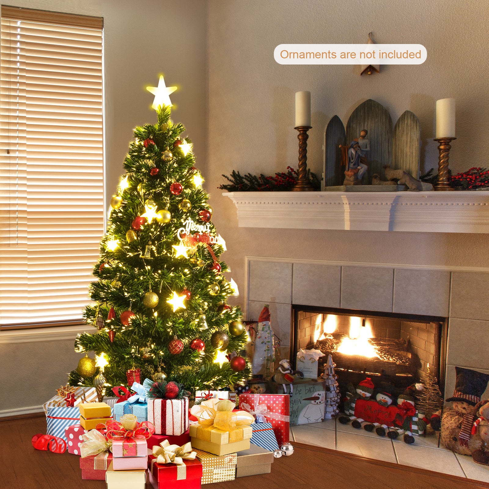 5 FT Prelit Fiber Optic Christmas Tree with Warm White Lights