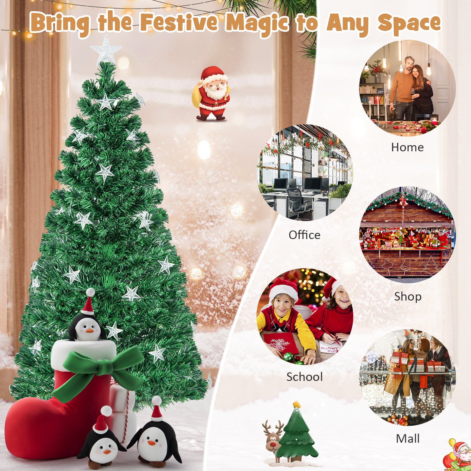 5 FT Prelit Fiber Optic Christmas Tree with Warm White Lights
