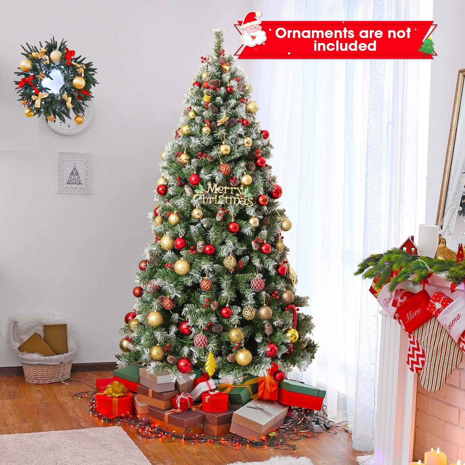 6.5 FT Hinged Christmas Tree with PVC Branch Tips and Warm White LED Lights