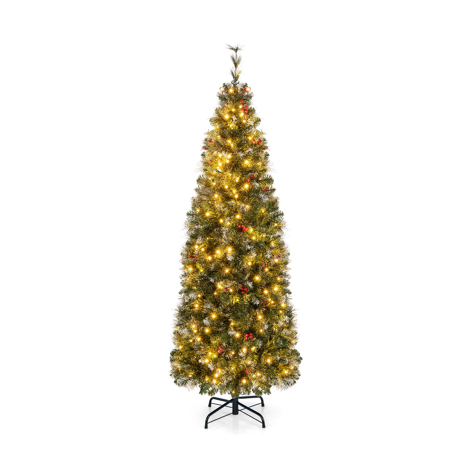 6 FT Pre-Lit Artificial Hinged Slim Pencil Christmas Tree