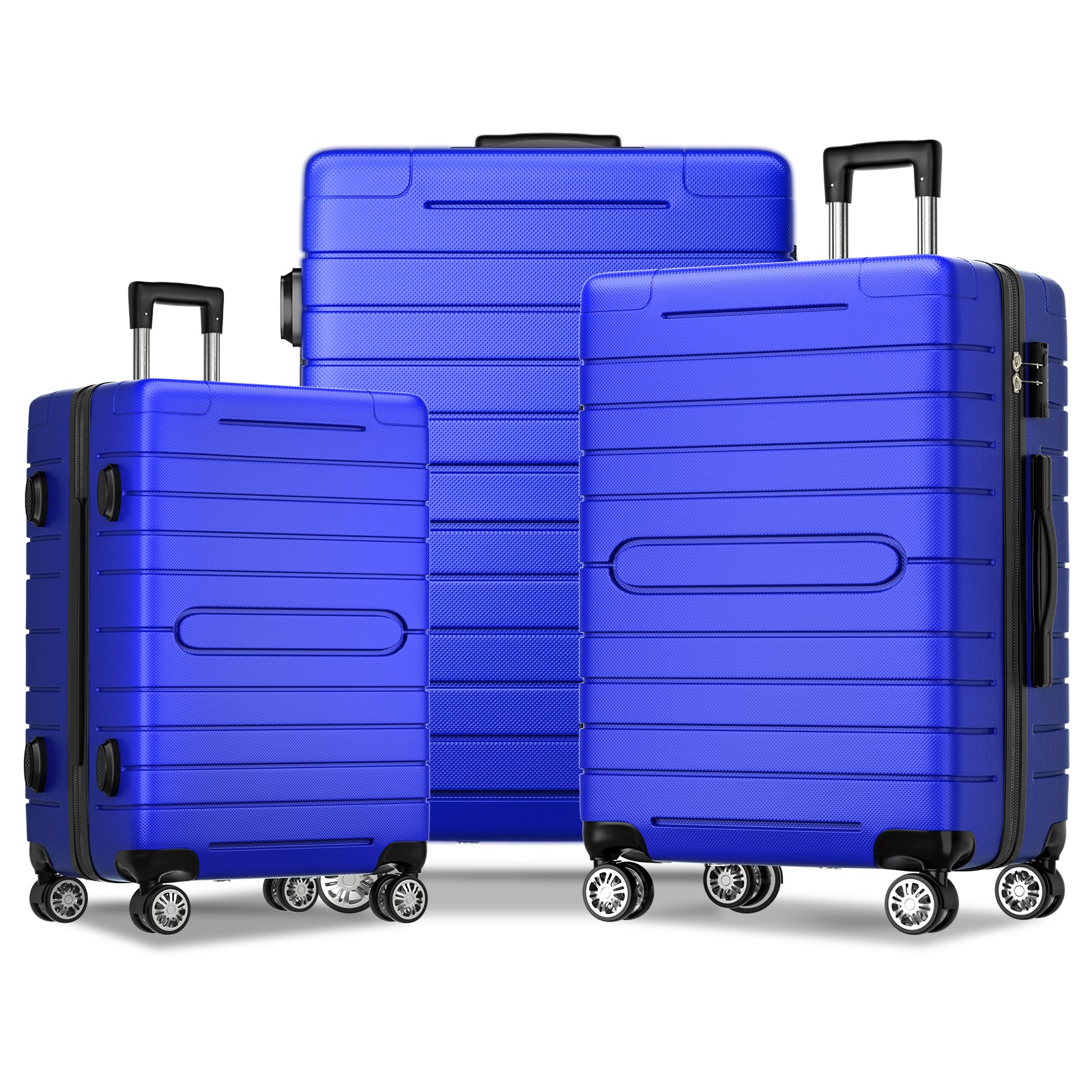 3-Pcs Luggage Sets, Trunk Set, ABS Lightweight Suitcase Sets with TSA Lock & Spinner Wheels, 20in/24in/28in - Blue