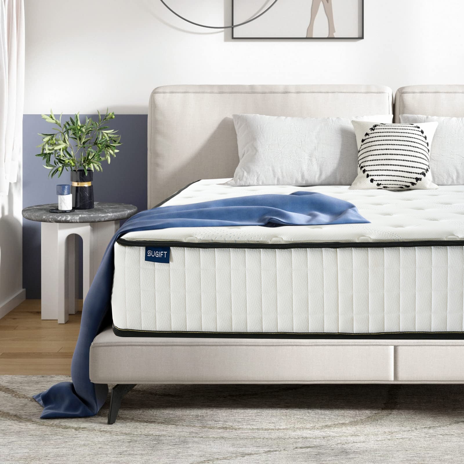 SUGIFT 8in Hybrid Mattress - Comfort Foam and Pocket Spring, Queen