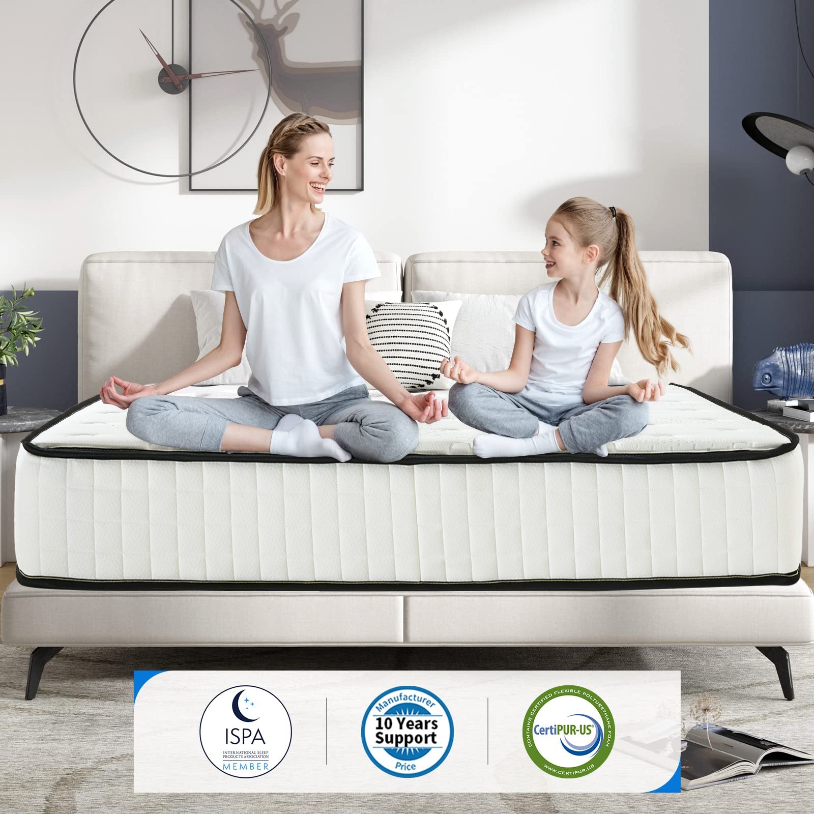 SUGIFT 8in Hybrid Mattress - Comfort Foam and Pocket Spring, Queen
