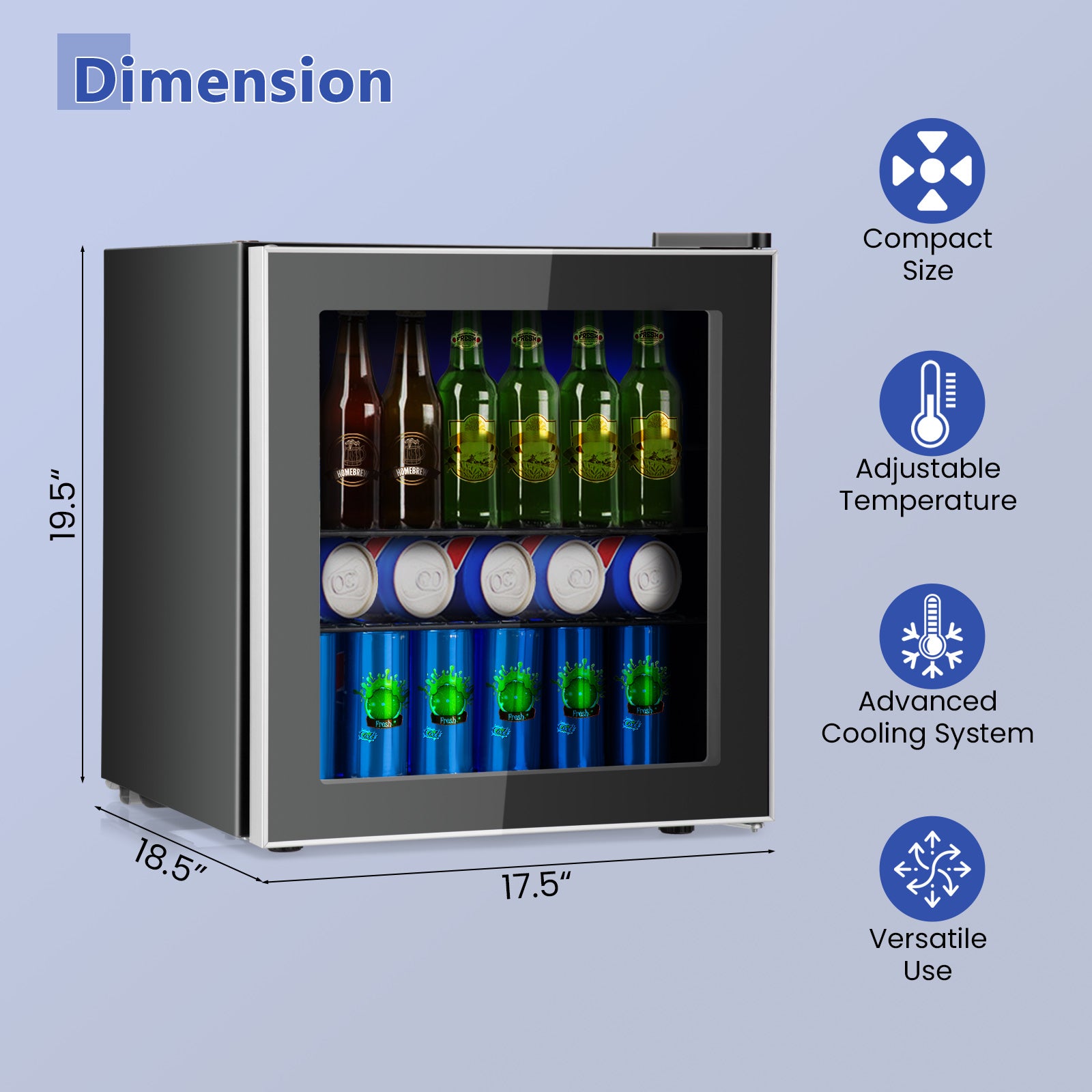 SUGIFT 60 Can Beverage Mini? Refrigerator with Glass Door