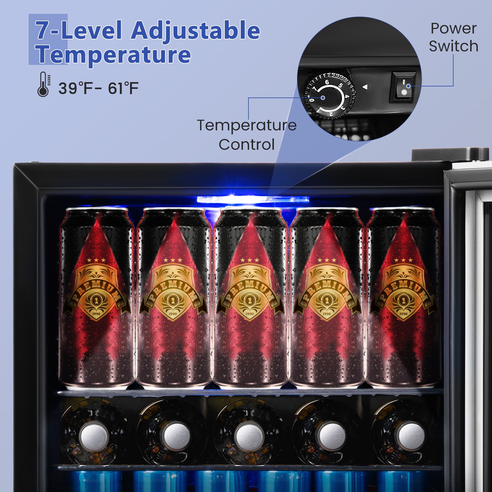 SUGIFT 60 Can Beverage Mini? Refrigerator with Glass Door
