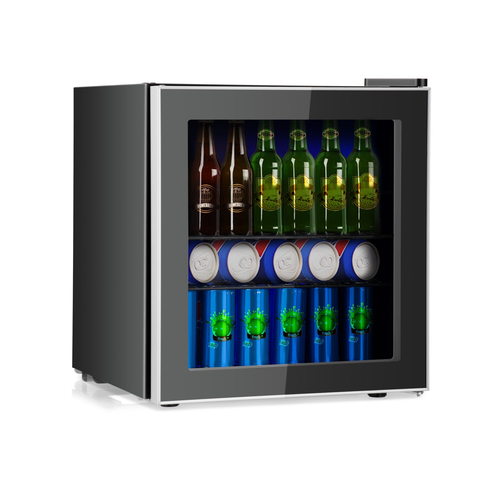 SUGIFT 60 Can Beverage Mini? Refrigerator with Glass Door