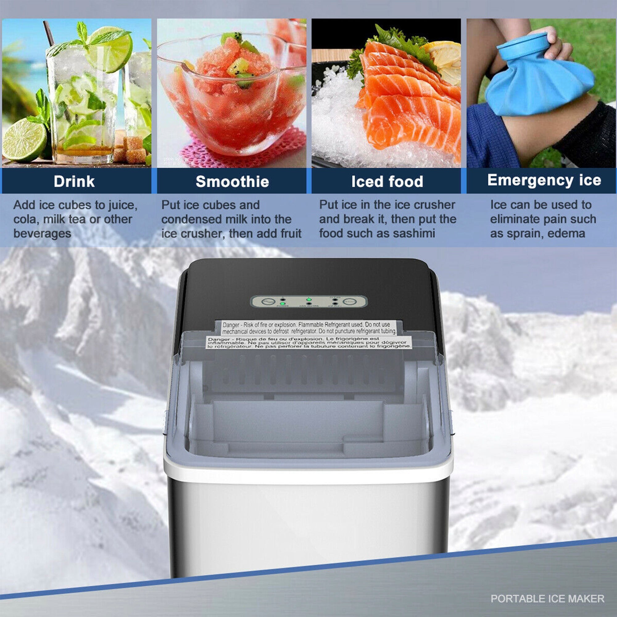 SUGIFT 26 lbs/24 H Self-Clean Stainless Steel Ice Maker