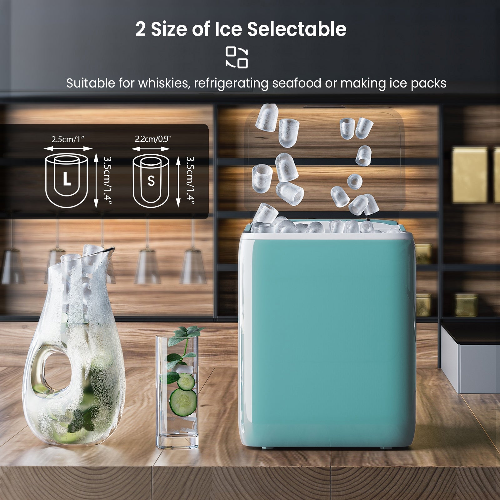 44 lbs Portable Countertop Ice Maker Machine-Green