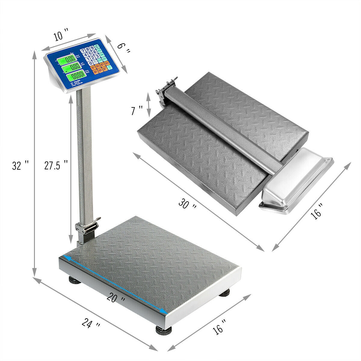 SUGIFT 660 lbs Weight Platform Scale Digital Floor Folding Scale