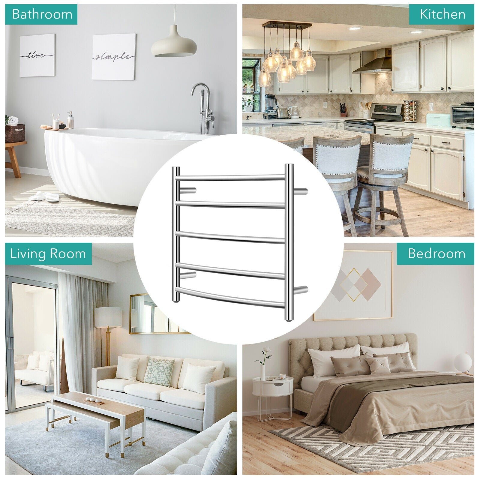 Electric Heated Towel Warmer Wall Mount Drying Rack