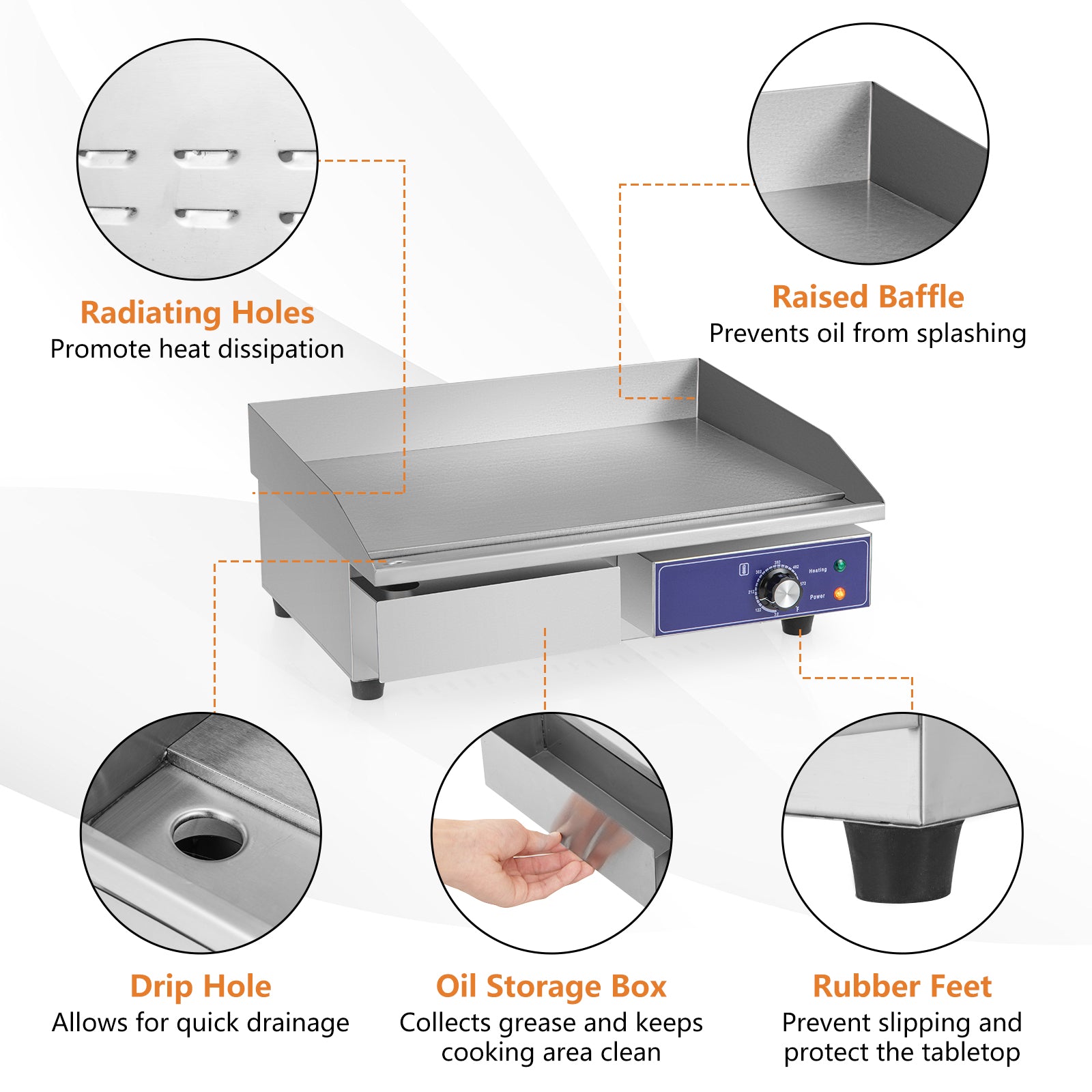 SUGIFT Commercial Electric Griddle with 122¨H-572¨H Adjustable Temperature Control