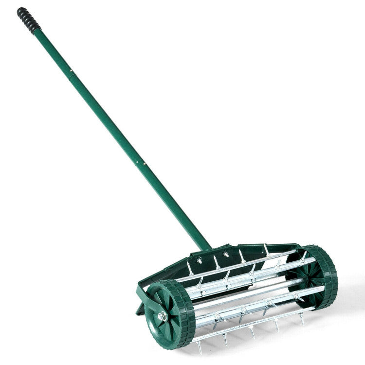 SUGIFT 18 Inch Rolling Lawn Aerator with Splash-Proof Fender for Garden